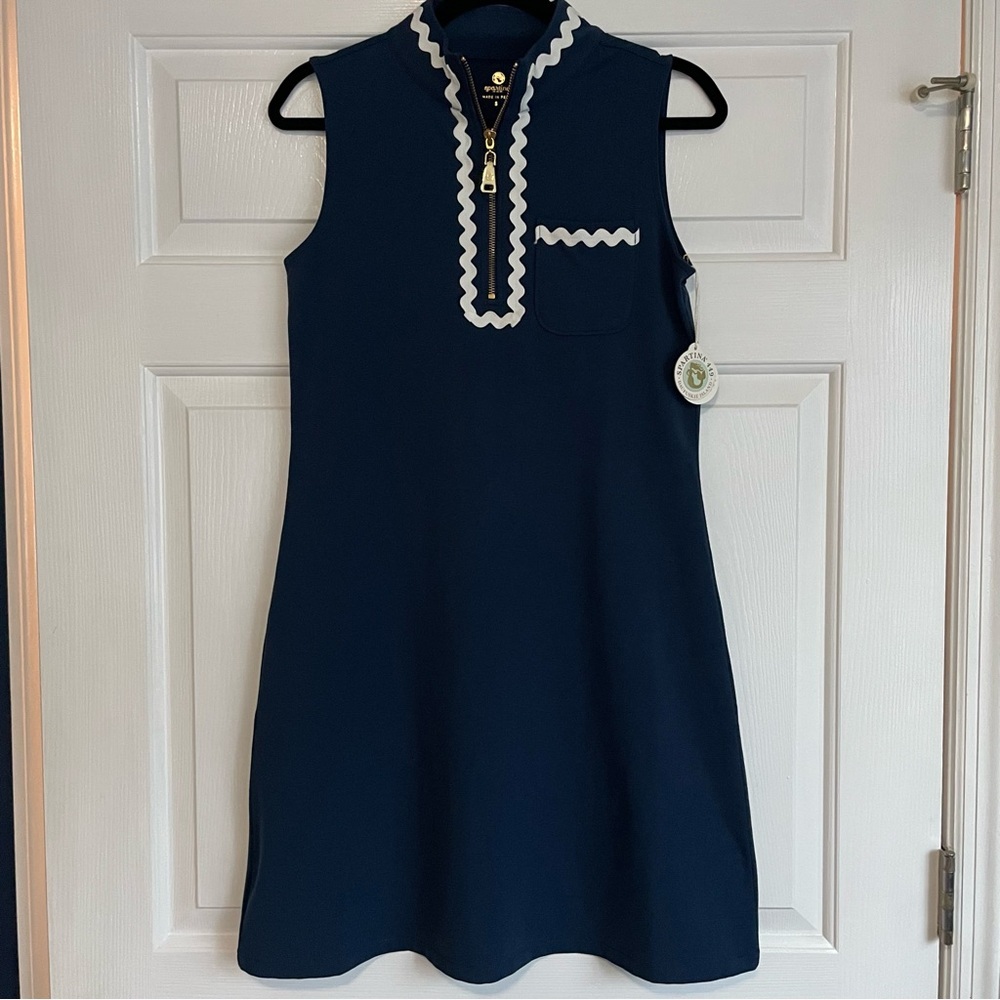 Spartina 449 Serena Half Zip Dress Midnight Blue Ric Rac - Picture 6 of 10